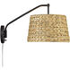 Ryleigh 1 Light 12 inch Matte Black Articulating Wall Sconce Wall Light in Woven Sweet Grass, Adjustable